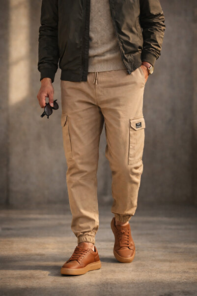 Souris Ανδρικό παντελόνι Mink Cargo Άνετο κομμένο βαμβακερό ελαστικό πόδι