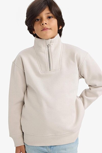 DeFacto Hanorac cu jumătate de fermoar și interior moale, pentru băieți G5547...