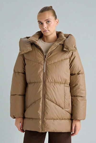 DeFacto Relax Fit Hooded Zippered Inflatable Parka F2896Ax25Wn