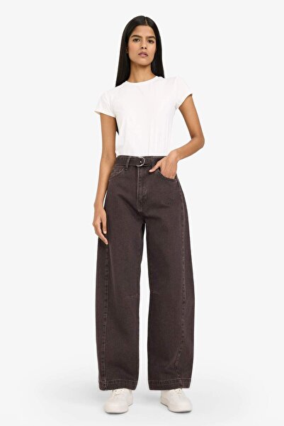 DeFacto 100% Cotton Barrel Fit High Waist Jean Pants G1668Ax25Au