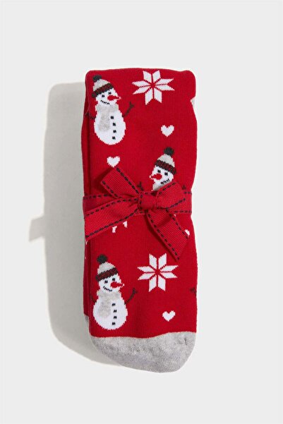 DeFacto Γυναικείες μακριές κάλτσες από βαμβάκι με θέμα την Πρωτοχρονιά G3907AXNS