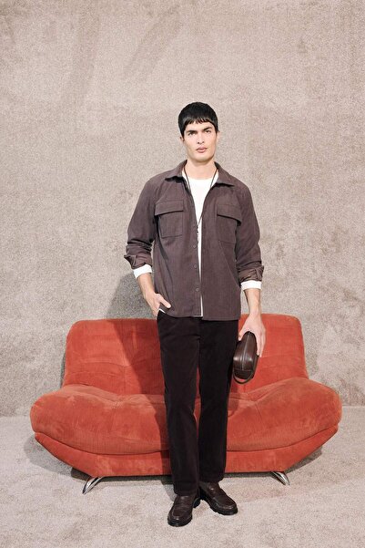 DeFacto Relax Fit Düz Paça Kadife Pantolon E8177AX25AU