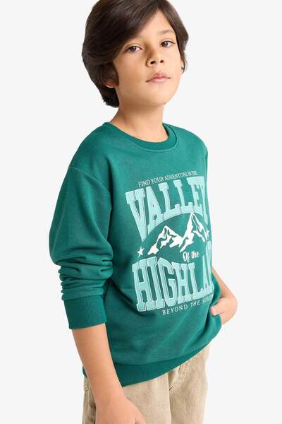 DeFacto Bisiklet Yaka Baskılı Sweatshirt Erkek Çocuk G3850A825WN