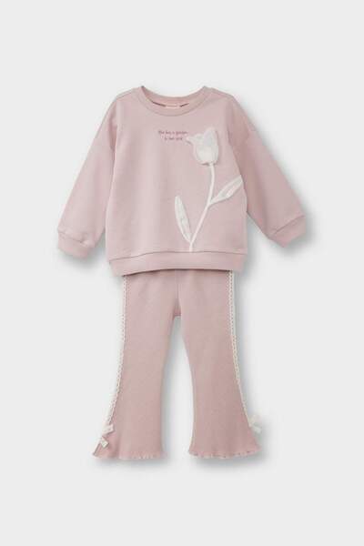 DeFacto 2Li Set Floral Sweatshirt Flared Bottom Baby Girl G3798A525Au