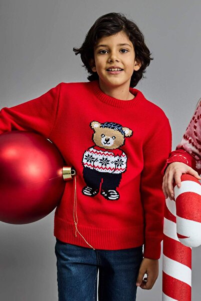 DeFacto Pulover tricotat cu tematică de Anul Nou pentru băieți F9237A825CW