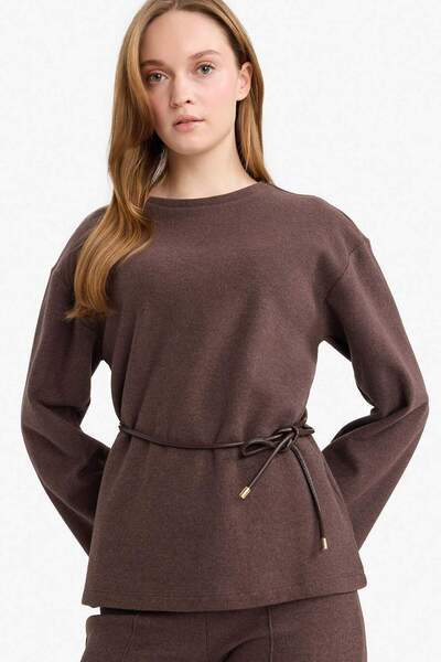 DeFacto Bluza sa dugim rukavima regularnog kroja, s okruglim izrezom i detalj...