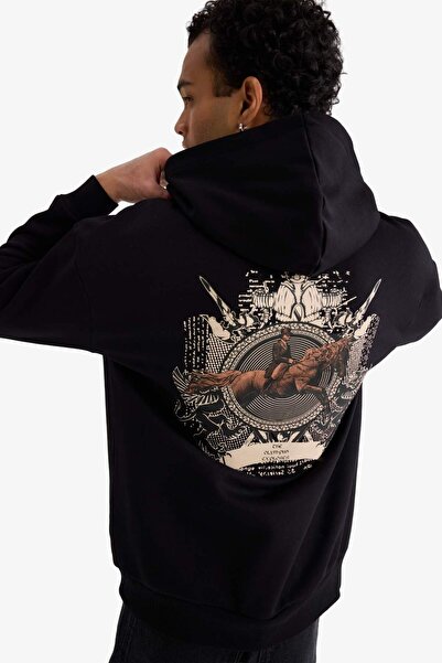 DeFacto Boxy Fit cu glugă Spate cu imprimeu Swea tricou F2104AX25AU