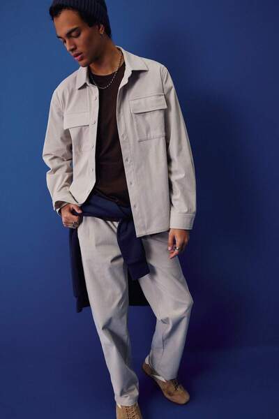 DeFacto Pantaloni cu picior larg material reiat catifea F2042AX25WN