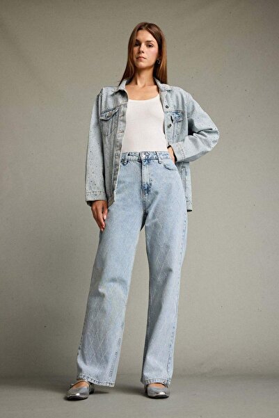 DeFacto بنطلون جينز واسع الساق مصنوع من القطن بنسبة 100% G3200AX25AU