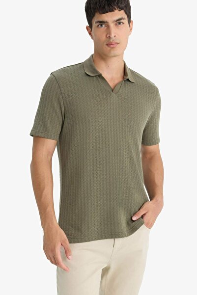 DeFacto Triko Görünümlü Polo Yaka Kısa Kollu Tişört F4316AX25AU