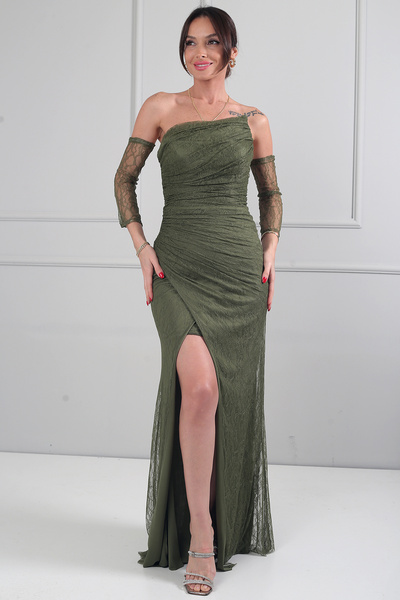 By Saygı Γυναικείο βραδινό φόρεμα 3 τεμαχίων Στράπλες με μπροστινό μέρος Με σ...