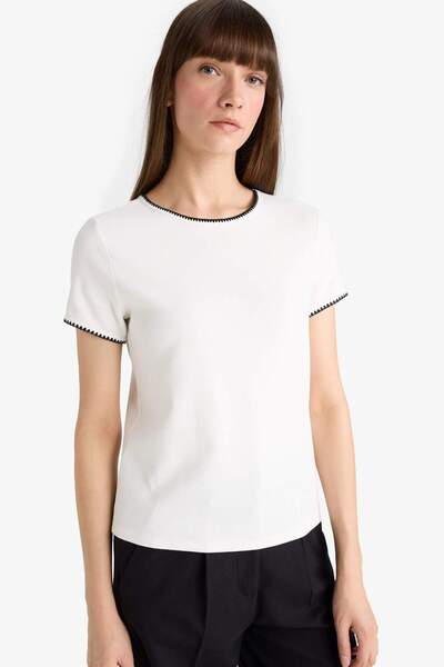 DeFacto Regular Fit Crew Neck Ribbed Short Sleeve T-Shirt F9831Ax25Au