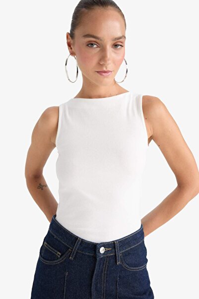 DeFacto Στενή εφαρμογή Kayık Yaka Ριμπ πλέξη Αθλητικό F9572AX25AU