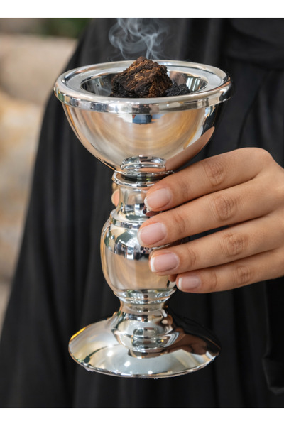 ALQANNAS مبخرة فاخرة من الفولاذ المقاوم للصدأ باللون الفضي | حامل بخور معدني ...