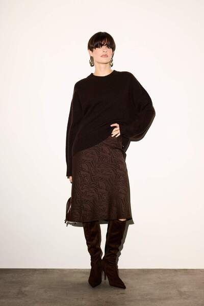 DeFacto A Kesim Çiçekli Normal Bel Saten Midi Etek G3008AX25AU