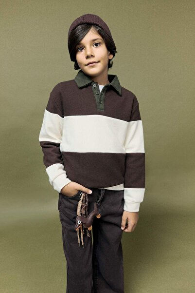 DeFacto Hanorac pentru băieți cu guler polo, color block, G3375A825AU