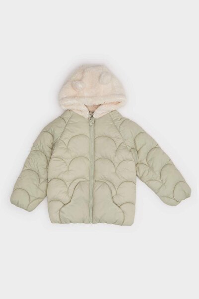 DeFacto معطف للفتيات الصغيرات مقاوم للرياح ومقاوم للماء بسحاب وغطاء للرأس E79...