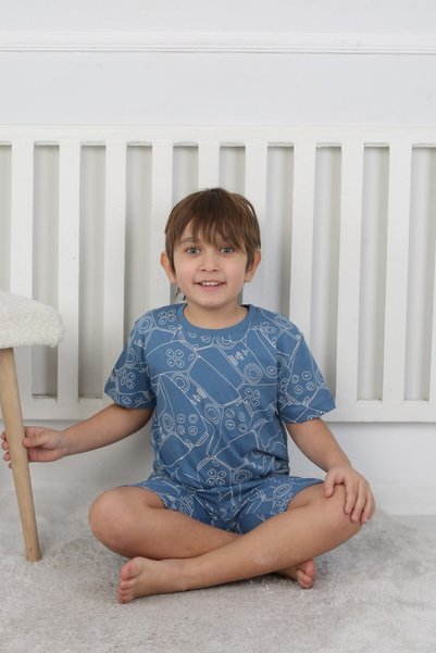 bunny hopp Boy's Pajama Set with Shorts – 100% Cotton – Patterned – Summer – 3-8 Years