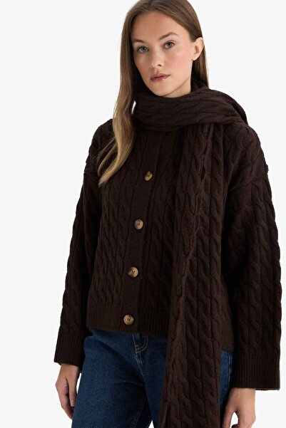 DeFacto Relax Fit Bisiklet Yaka Atkılı Düğmeli Triko Hırka F4331AX25WN