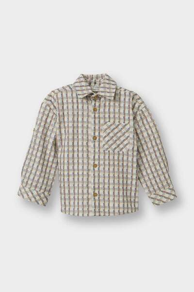 DeFacto Kareli Gofre Dokulu Uzun Kollu Gömlek Erkek Bebek F5128A525AU