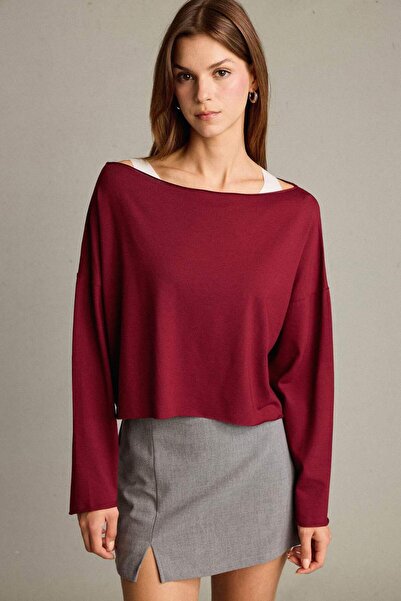 DeFacto Regular Fit Boat Neck Modal Sweatshirt G3333Ax25Wn