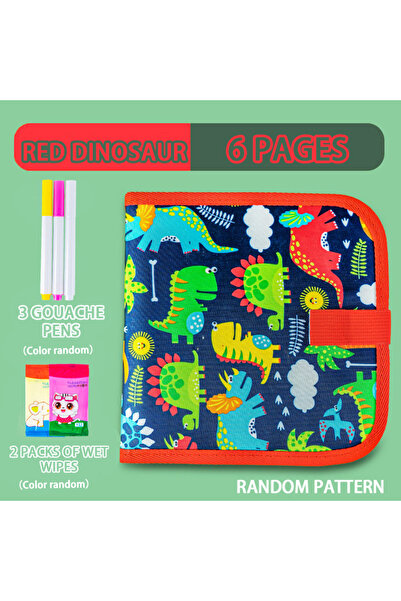 Choice4 دفتر رسومات ديناصور أحمر، ٦ صفحات، قابل للمسح، مناسب لألعاب الأطفال ا...