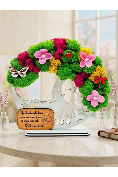 OEM Cadou Copacul Vietii, cu licheni stabilizati, din lemn alb, „alb Esti spe...