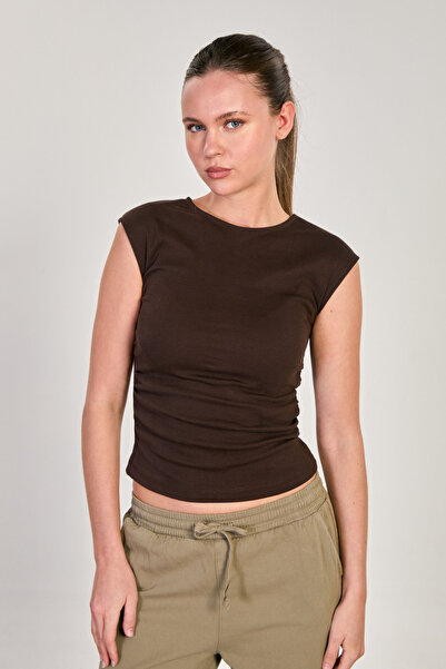 BARRELS AND OIL Women's Side Gathered Bodysuit - Bitter Brown