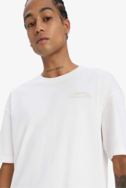 DeFacto Oversize Wide Fit Crew Neck Printed Sportsman Short Sleeve T-Shirt E2...