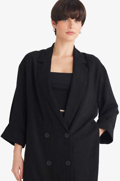 DeFacto Regular Fıt Ceket Yaka Pamuklu Blazer Ceket G0397AX25AU