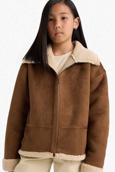 DeFacto Căptușeală de pluș, haină cu fermoar pentru fete E7965A825AU