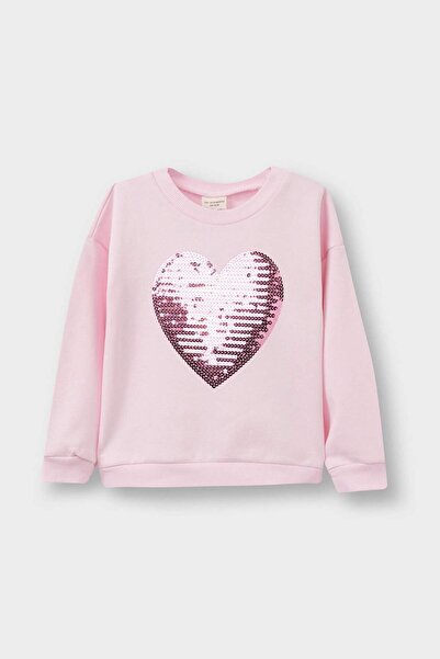 DeFacto Bisiklet Yaka Baskılı İçi Yumuşak Tüylü Sweatshirt Kız Bebek E8922A525AU