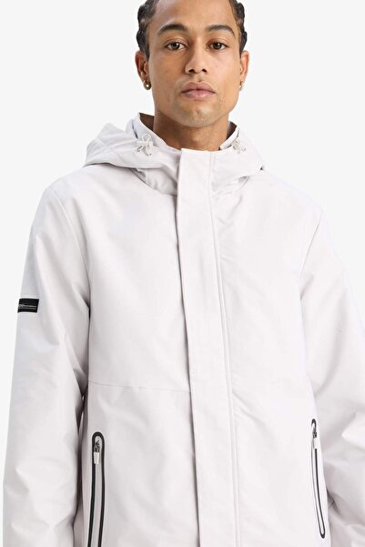 DeFacto Water Repellent Regular Fit Polar K Hooded Zippered Raincoat C6047Ax25Au