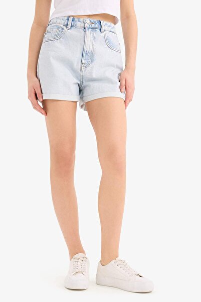 DeFacto Мама Fit висока талия сгънати подгъви дънки шорти E0521AX25SM