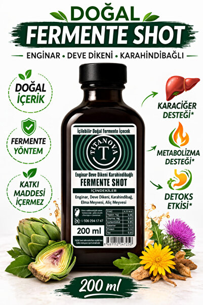 TİTANOVA ENGİNAR DEVE DİKENİ KARAHİNDİBAĞLI FERMENTE SHOT 200 ML
