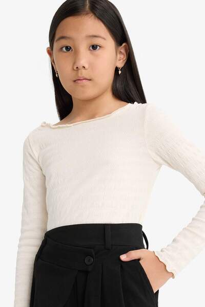 DeFacto Tricou cu mânecă lungă, cu guler rotund, mulat, pentru fete F8000A825AU