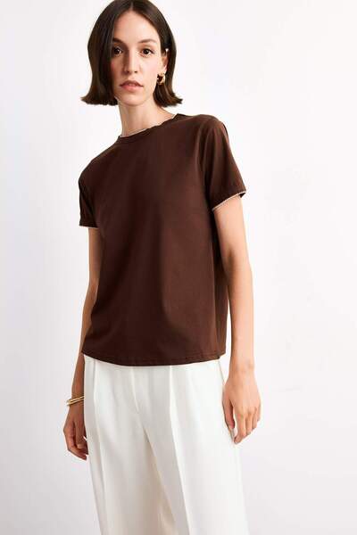 DeFacto Tricou cu mânecă scurtă cu guler rotund F8994AX25SM