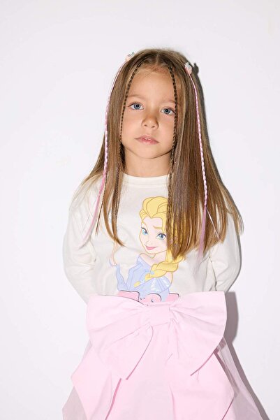 DeFacto Frozen Bisiklet Yaka Uzun Kollu Tişört Kız Bebek F4975A525AU