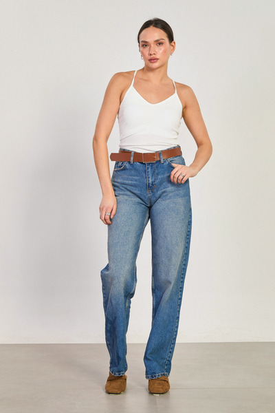 BARRELS AND OIL Pantaloni de damă J63 curea lii Palazzo Jean - Nuanță maro