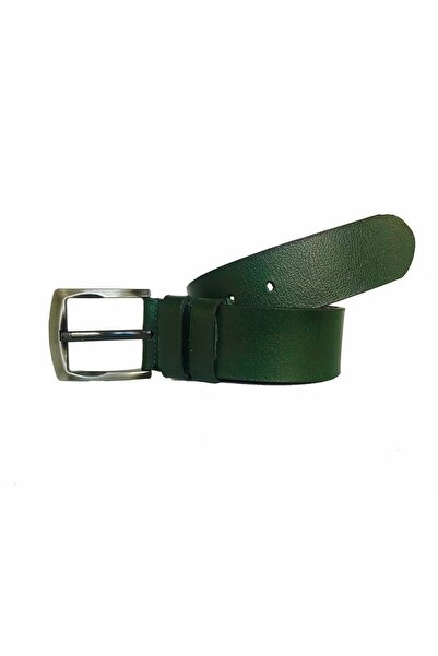 GoDeri Genuine Leather Green Denim Belt 4.5 Cm=Dk-0047