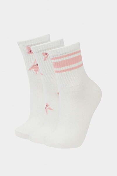 DeFacto Women's Comfortable Elastic 3-Piece Cotton Socks F5462Axns