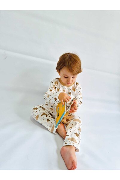 Özlev Baby طقم بيجامة للأطفال من القطن بنسبة 100% بنمط القمر المبتسم للاستخدا...