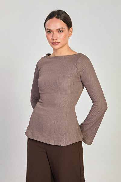 BARRELS AND OIL Bluză de damă cu decolteu bărcuță și mâneci spaniole - Toprak