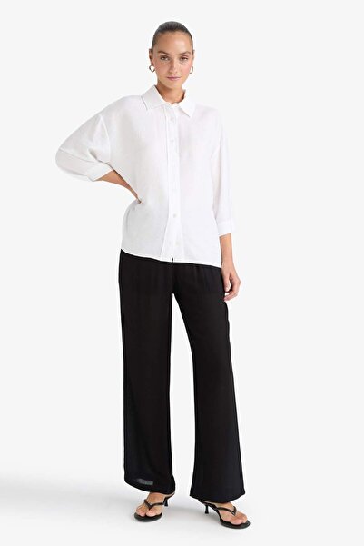 DeFacto Relax Fit Elastic Waist Long Cross Woven Pants G0184Ax25Sm