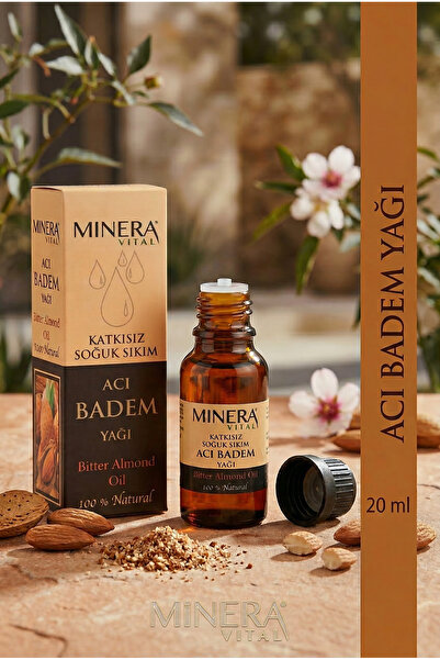 MİNERA VİTAL Acı Badem Yağı 20 ml (Bitter Almond Oil) %100 Saf Soğuk Sıkım Da...