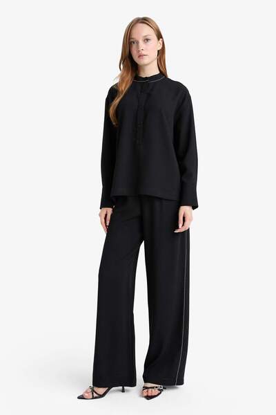 DeFacto Wide Leg Wide Leg Crepe Trousers F3068Ax25Au