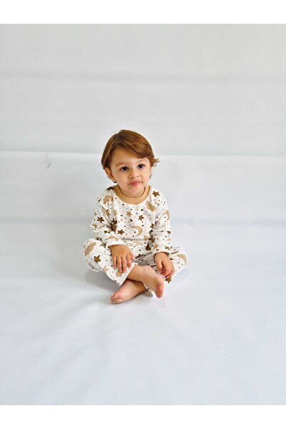 Özlev Baby Star Moon Heart Printed 100% Cotton Baby Pajamas Set Night Wear