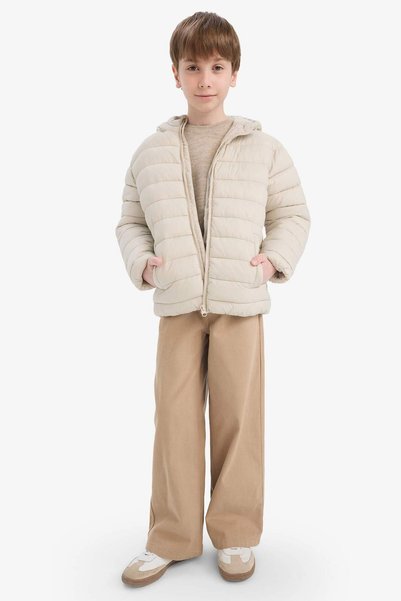 DeFacto Wind and Water Resistant Hooded Inflatable Coat with Pockets for Boys E8688A825Au