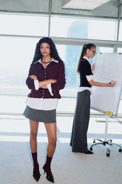 DeFacto Γυναικεία φούστα σε γκρι χρώμα με κανονική μέση σε γραμμή Α G0470Ax/G...