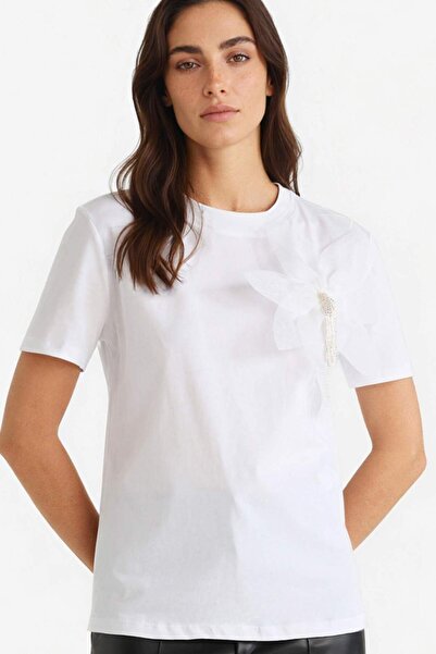 DeFacto 100% pamuk, opuštenog kroja, majica sa izvezenim uzorkom od češljanog...